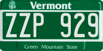 VT license plate ZZP929