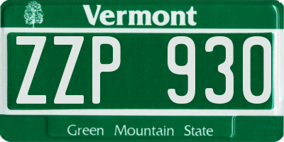 VT license plate ZZP930