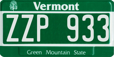 VT license plate ZZP933