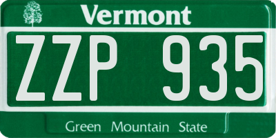 VT license plate ZZP935