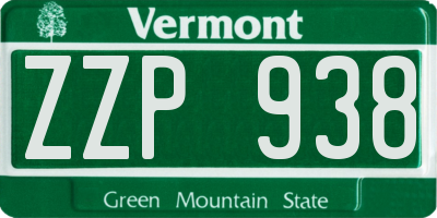 VT license plate ZZP938