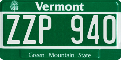 VT license plate ZZP940
