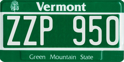 VT license plate ZZP950