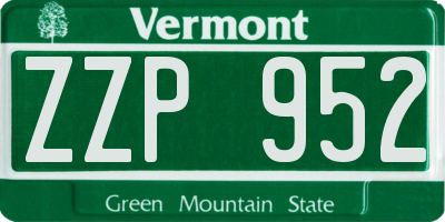 VT license plate ZZP952