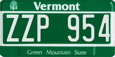 VT license plate ZZP954