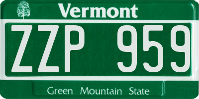 VT license plate ZZP959