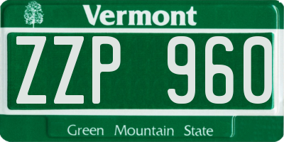 VT license plate ZZP960