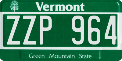 VT license plate ZZP964