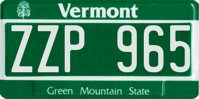 VT license plate ZZP965