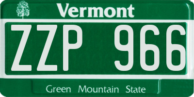 VT license plate ZZP966