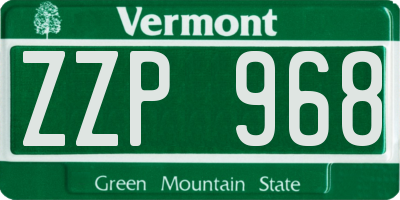 VT license plate ZZP968