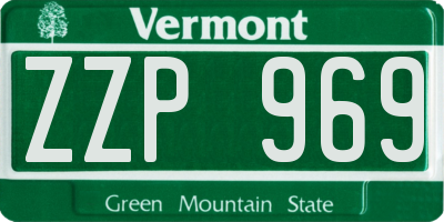 VT license plate ZZP969