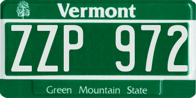 VT license plate ZZP972