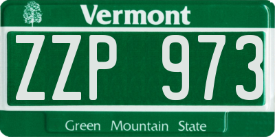 VT license plate ZZP973
