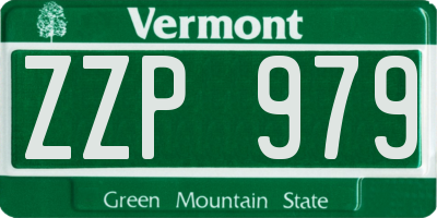 VT license plate ZZP979