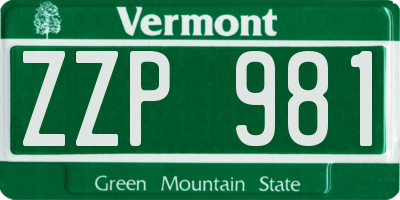 VT license plate ZZP981