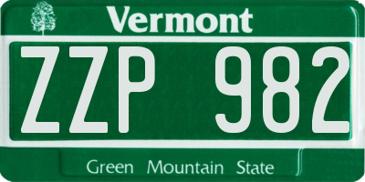 VT license plate ZZP982