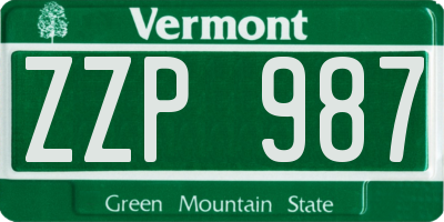 VT license plate ZZP987