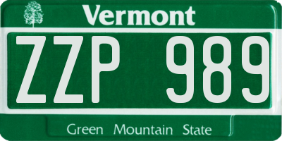 VT license plate ZZP989