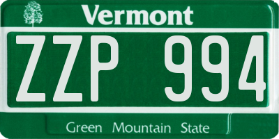 VT license plate ZZP994
