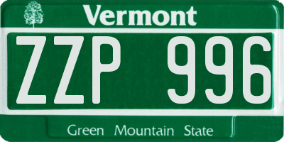 VT license plate ZZP996
