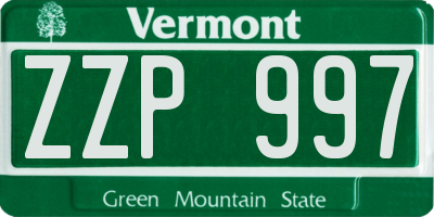 VT license plate ZZP997