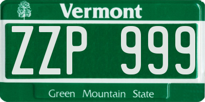 VT license plate ZZP999