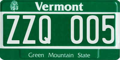 VT license plate ZZQ005