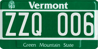 VT license plate ZZQ006