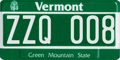 VT license plate ZZQ008