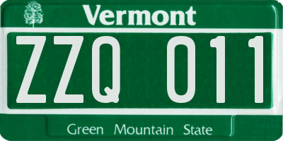 VT license plate ZZQ011