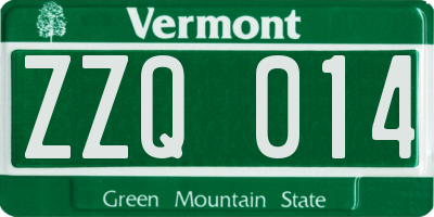 VT license plate ZZQ014