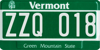 VT license plate ZZQ018