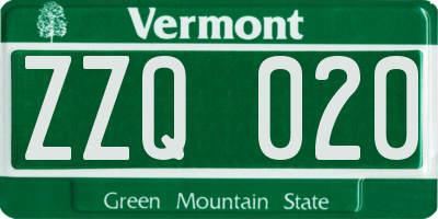 VT license plate ZZQ020