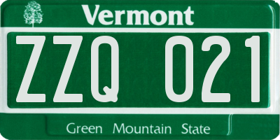 VT license plate ZZQ021