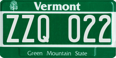 VT license plate ZZQ022