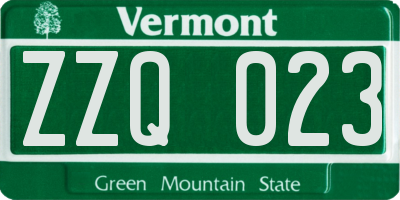 VT license plate ZZQ023
