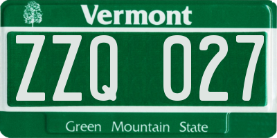 VT license plate ZZQ027