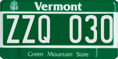 VT license plate ZZQ030