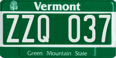 VT license plate ZZQ037