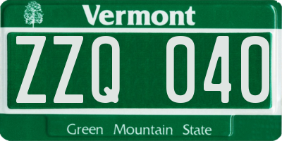 VT license plate ZZQ040