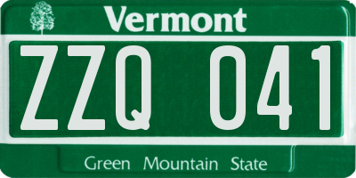 VT license plate ZZQ041
