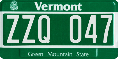 VT license plate ZZQ047
