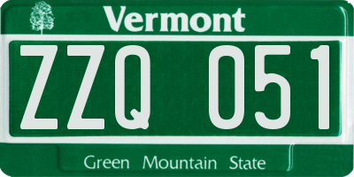 VT license plate ZZQ051