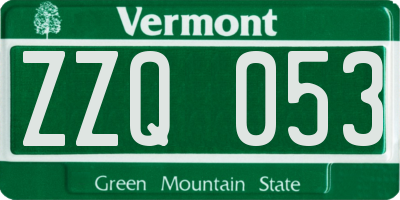 VT license plate ZZQ053