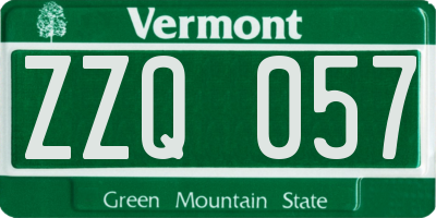VT license plate ZZQ057