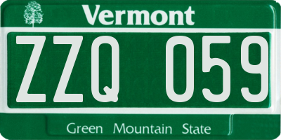 VT license plate ZZQ059