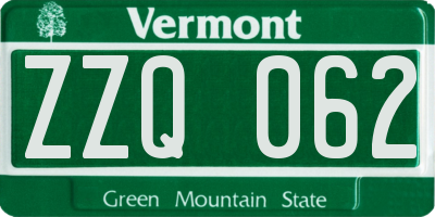 VT license plate ZZQ062