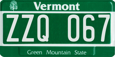 VT license plate ZZQ067