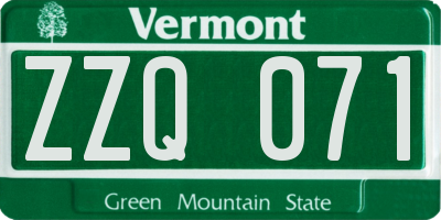 VT license plate ZZQ071